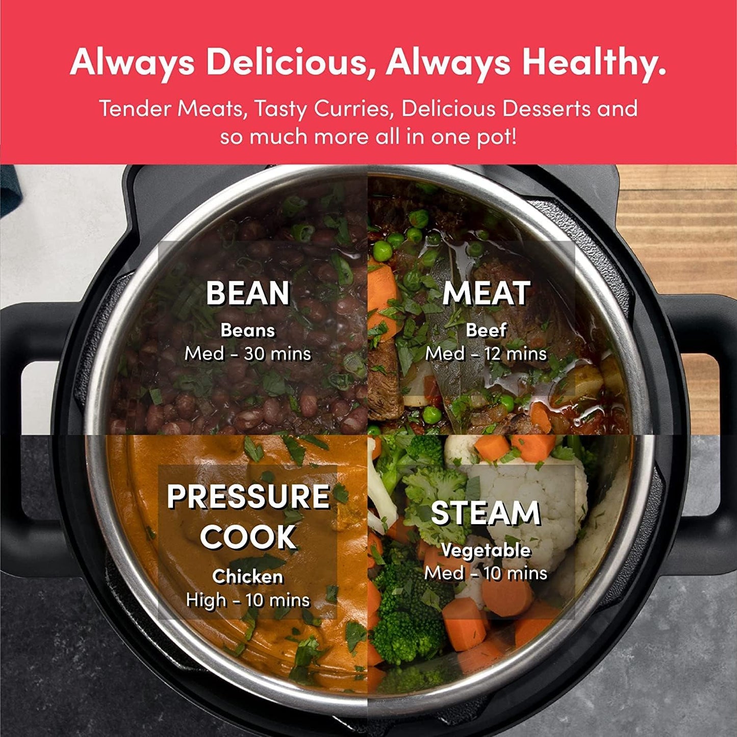 Nutricook Stainless Steel Smart Pot 2 8QT (7.7 Litre),1200W 9-in-1 Instant Programmable Electric Pressure Cooker, Slow Cooker, Rice Cooker, Steamer, Sauté Pot, Sous Vide, Smart Lid, 2-Year Warranty