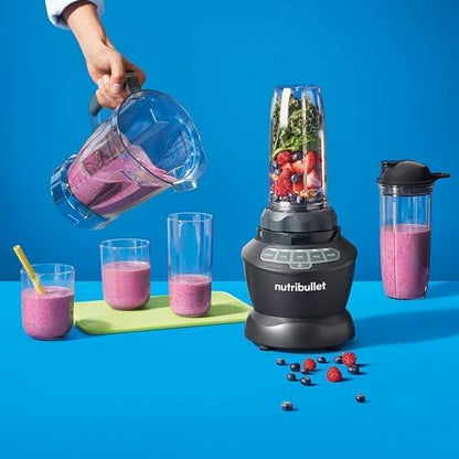 Nutribullet 1200W Combo Blender, USA #1 Mixer, Grinder, Smoothie Maker, Food Processor, "The Original Nutribullet", 3 Unbreakable Jars, 1.8L Extra Large Pitcher & Tamper, 2yrs warranty (Dark Grey)