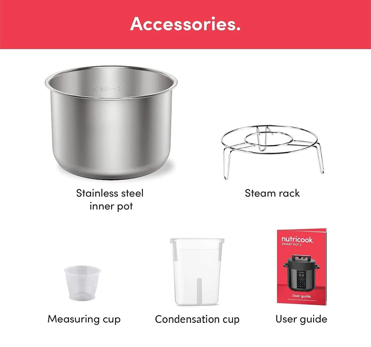 Nutricook Stainless Steel Smart Pot 2 8QT (7.7 Litre),1200W 9-in-1 Instant Programmable Electric Pressure Cooker, Slow Cooker, Rice Cooker, Steamer, Sauté Pot, Sous Vide, Smart Lid, 2-Year Warranty