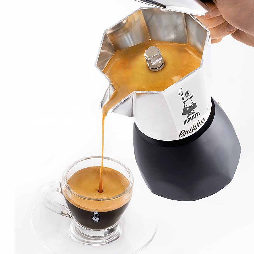 Bialetti New Brikka, Moka Pot, the only coffee maker capable of producing the cream of the espresso 2 Cups, Aluminum