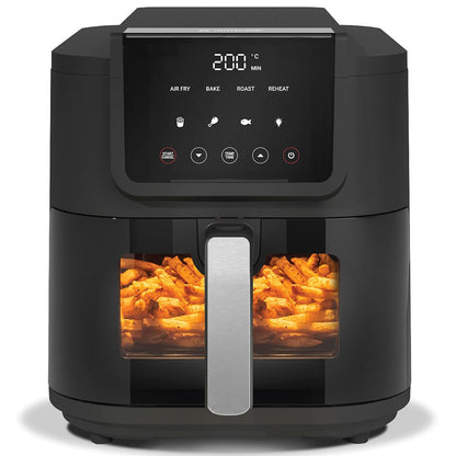 Nutricook 5L Air Fryer Slim with 100% Toxin-Free Ceramic Coating—No PTFE, PFAS, PFOA or Microplastics, Clear Window, Light & Large Basket | 1500W, 4 Presets, 2-Year Warranty
