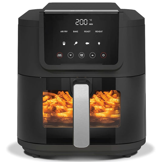 Nutricook 5L Air Fryer Slim with 100% Toxin-Free Ceramic Coating—No PTFE, PFAS, PFOA or Microplastics, Clear Window, Light & Large Basket | 1500W, 4 Presets, 2-Year Warranty