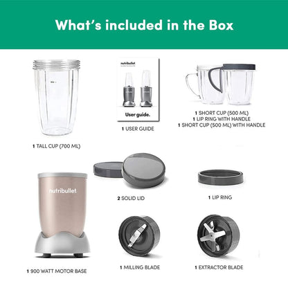 NutriBullet PRO 900W Blender Mixer Grinder(Jade), 12-Piece Set with 3 Unbreakable Jars & Wet/Dry Blade Set, USA’s #1 Smoothie Maker, Food Processor