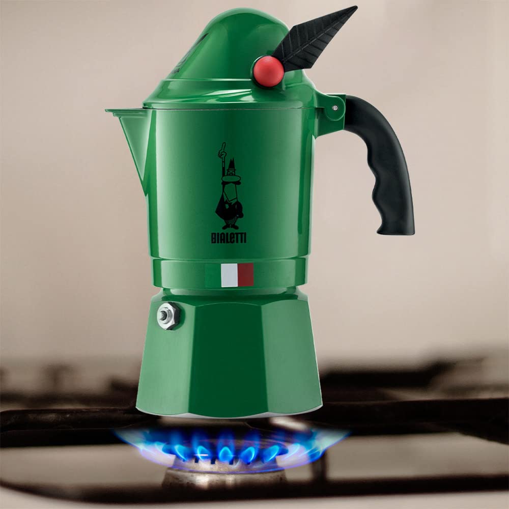 Bialetti Moka Alpina Limited Edition 3 Cup Espresso Maker/Premium Aluminium Coffee Maker Inspired by Alpina Design, Classic Octagonal Body for Even Heat Distribution, pack of 1