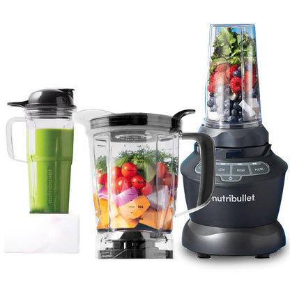 Nutribullet 1200W Combo Blender, USA #1 Mixer, Grinder, Smoothie Maker, Food Processor, "The Original Nutribullet", 3 Unbreakable Jars, 1.8L Extra Large Pitcher & Tamper, 2yrs warranty (Dark Grey)