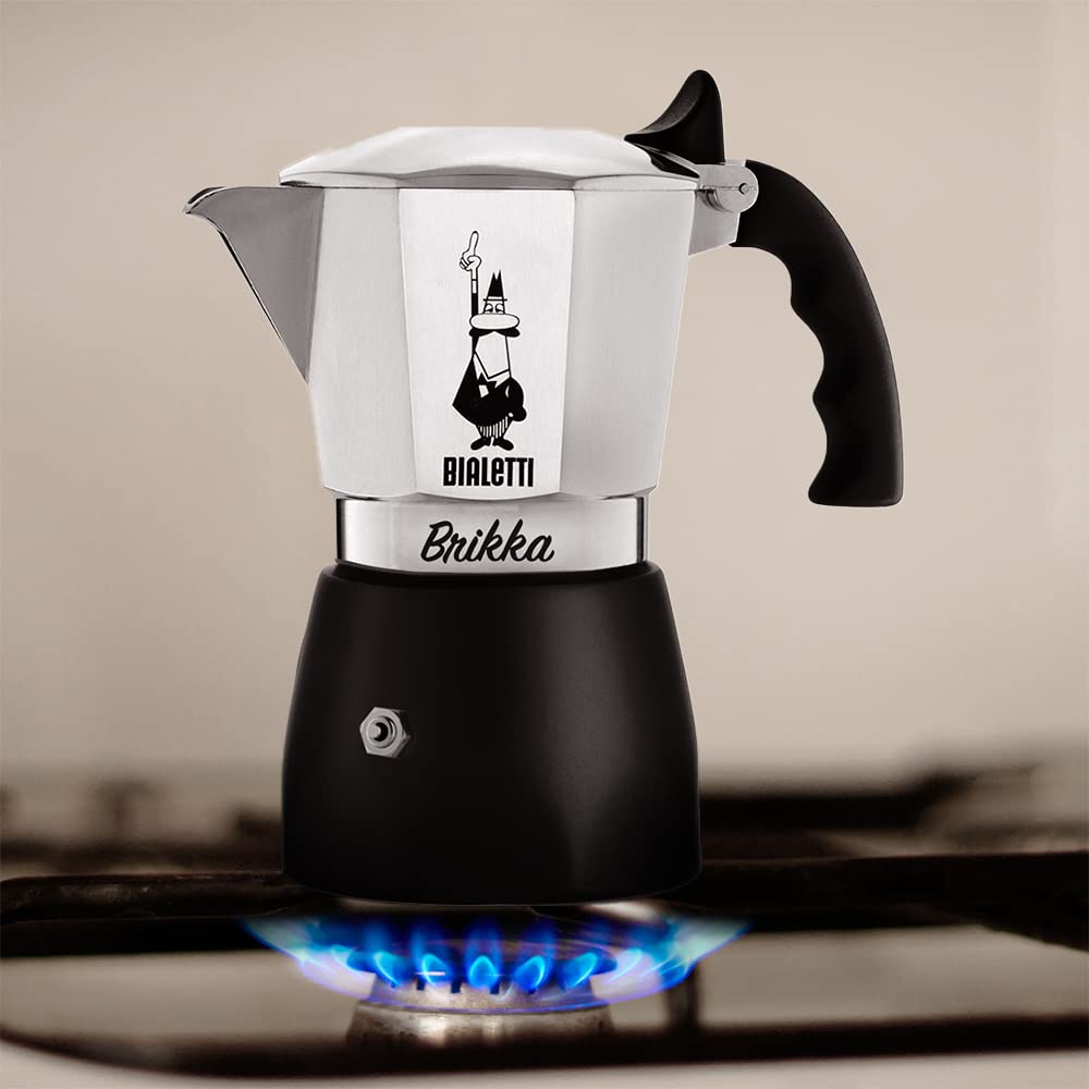 Bialetti New Brikka, Moka Pot, the only coffee maker capable of producing the cream of the espresso 2 Cups, Aluminum