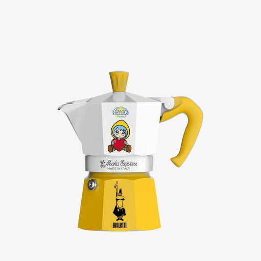 Bialetti Moka Express Iconic Italian Stovetop Espresso Maker (White/Yellow, 3 Cups)