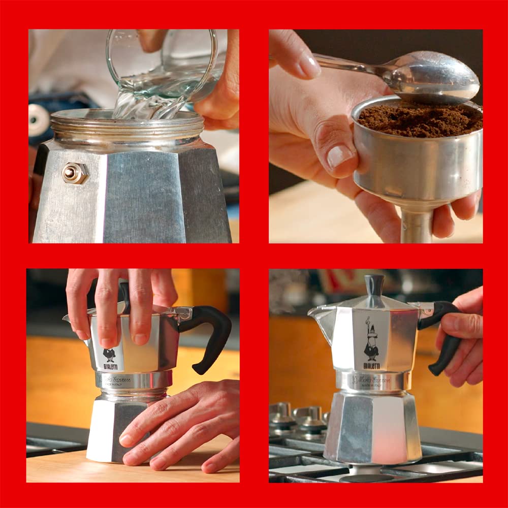 Bialetti Moka Express Iconic Italian Stovetop Espresso Maker, Italian Made; Moka Pot/Percolator/Coffee Maker/Mocha Pot for an Authentic Italian Coffee (Silver, 3 Cup)