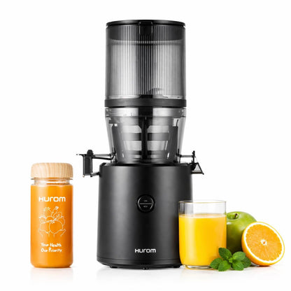 Hurom H320 Cold Press Juicer | Ultra Low Pulp | Slow Juicer | Hopper Fits Whole Produce | Ultra Quiet Motor | Easy Assembly | Cold Press Masticating Juicer, 15 Years Warranty (Matte Black)