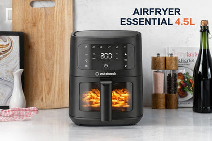 Nutricook 4.5L Air Fryer Essential, 2026 New Launch, 100% Toxin-Free Ceramic Coating - No PTFE, PFAS, PFOA or Microplastics, Clear Window, 1300W, 6 Cooking Programs, 2-Year Warranty