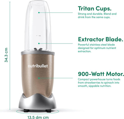 NutriBullet PRO 900W Blender Mixer Grinder(Jade), 12-Piece Set with 3 Unbreakable Jars & Wet/Dry Blade Set, USA’s #1 Smoothie Maker, Food Processor