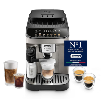 DeLonghi Magnifica EVO Fully Automatic Coffee Machine, Original Italian Brand, 12+ Hot & Cold Coffee Options, Patented LatteCrema Technology, Intuitive Colour Display, Bean to Cup, ECAM290.81