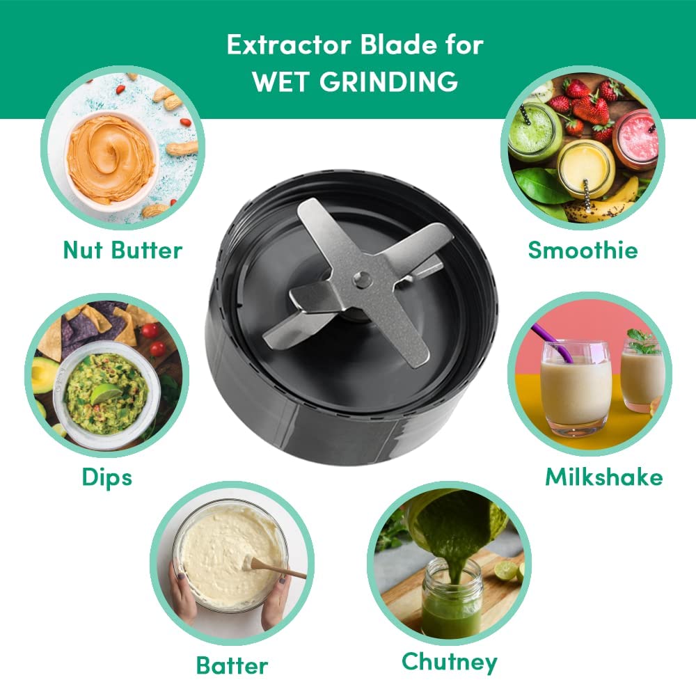 NutriBullet PRO 900W Blender Mixer Grinder(Jade), 12-Piece Set with 3 Unbreakable Jars & Wet/Dry Blade Set, USA’s #1 Smoothie Maker, Food Processor