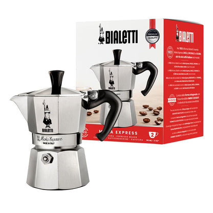 Bialetti Moka Express Iconic Italian Stovetop Espresso Maker, Italian Made; Moka Pot/Percolator/Coffee Maker/Mocha Pot for an Authentic Italian Coffee (Silver, 3 Cup)