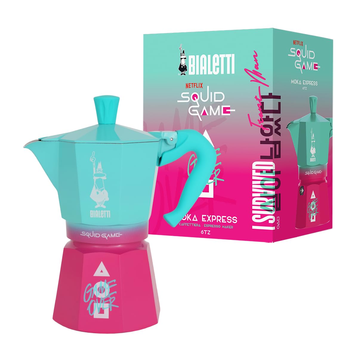 Bialetti Moka Express Squid Game©: Iconic Stovetop Espresso Maker, Moka Pot, Italian Coffee Maker, 6 Espresso Shots (9 oz - 270 ml), Aluminum