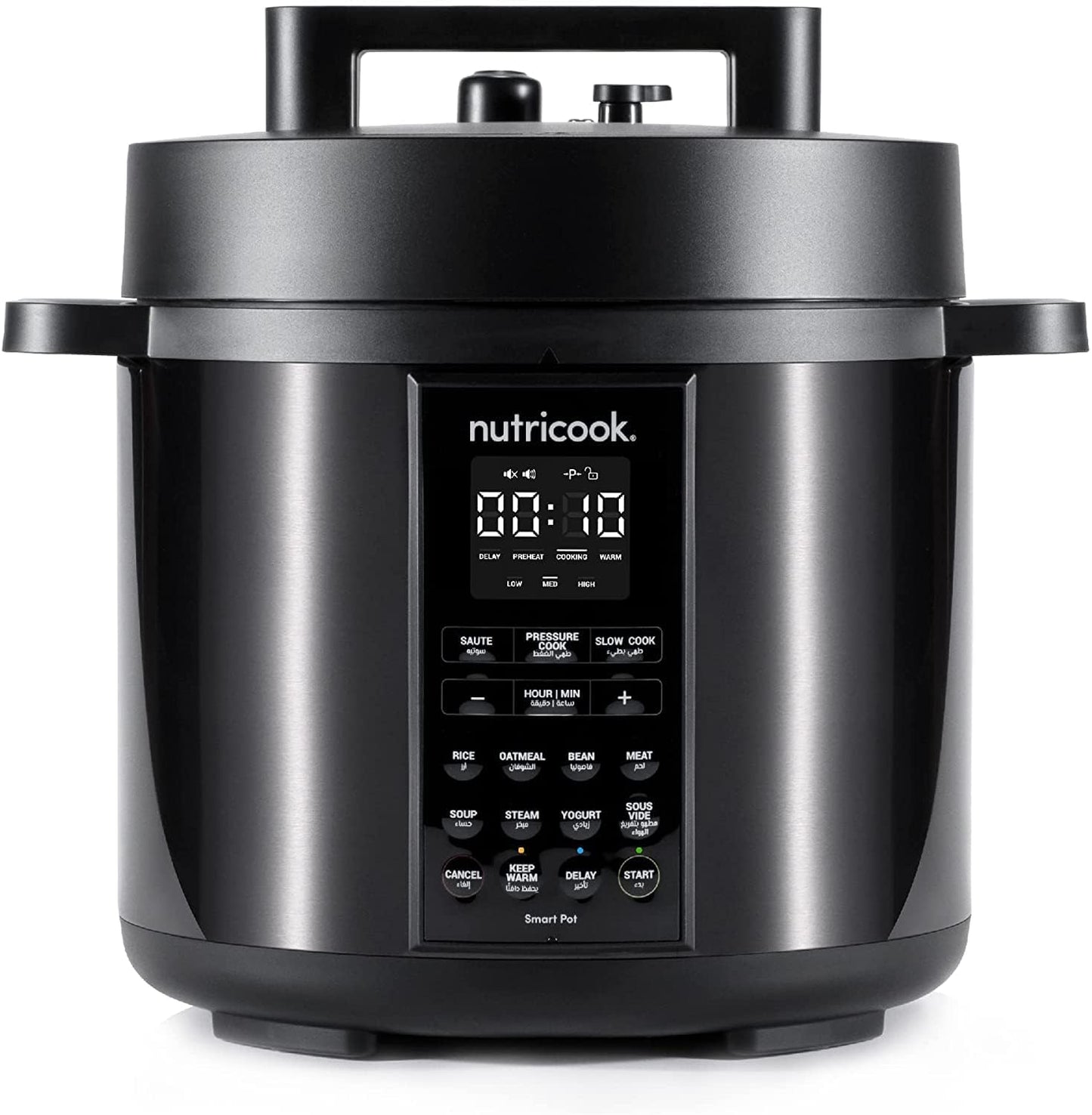 Nutricook Smart Pot 2 Stainless Steel 6 QT (5.7L), 1000W 9-in-1 Instant Programmable Electric Pressure Cooker, Slow Cooker, Rice Cooker, Steamer, Sauté Pot, Sous Vide, Smart Lid, 2-Year Warranty
