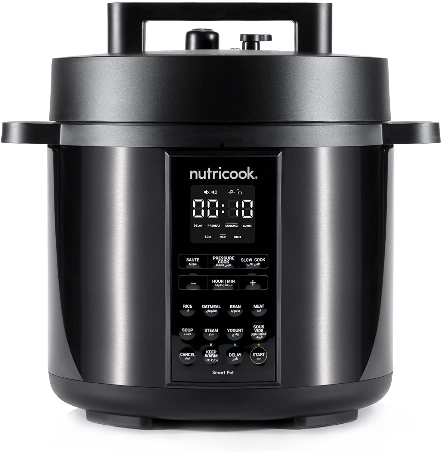 Nutricook Smart Pot 2 Stainless Steel 6 QT (5.7L), 1000W 9-in-1 Instant Programmable Electric Pressure Cooker, Slow Cooker, Rice Cooker, Steamer, Sauté Pot, Sous Vide, Smart Lid, 2-Year Warranty