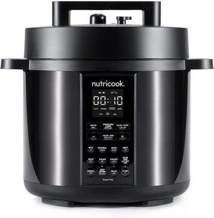 Nutricook Smart Pot 2 Stainless Steel 6 QT (5.7L), 1000W 9-in-1 Instant Programmable Electric Pressure Cooker, Slow Cooker, Rice Cooker, Steamer, Sauté Pot, Sous Vide, Smart Lid, 2-Year Warranty