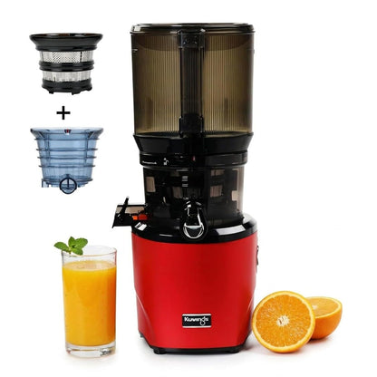 Kuvings Newly Launched Professional Cold Press Whole Slow Juicer, World's First Juicer with Patented Automatic-Cutting Auger to reduce juicing time (AUTO 10 Red + Smoothie & Sorbet)