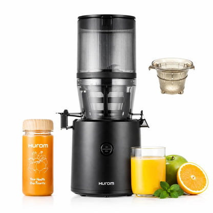 Hurom H320 Cold Press Juicer | Ultra Low Pulp | Slow Juicer | Hopper Fits Whole Produce | Ultra Quiet Motor | Easy Assembly | Cold Press Masticating Juicer, 15 Years Warranty (Matte Black)