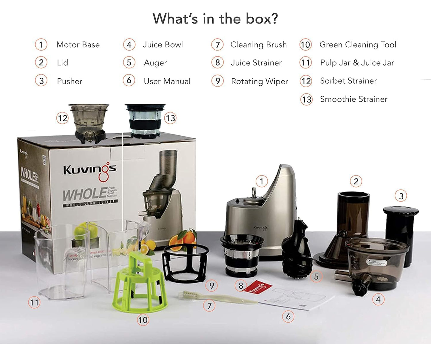 Kuvings B1700 Dark Silver Cold Press Juicer for Home, All-in-1 Juicer for Fruits, Vegetables & Nut Milk, Patented JMCS Technology for 10% More Juice, Easy to Clean & Assemble, 12 Yrs Warranty (Motor)