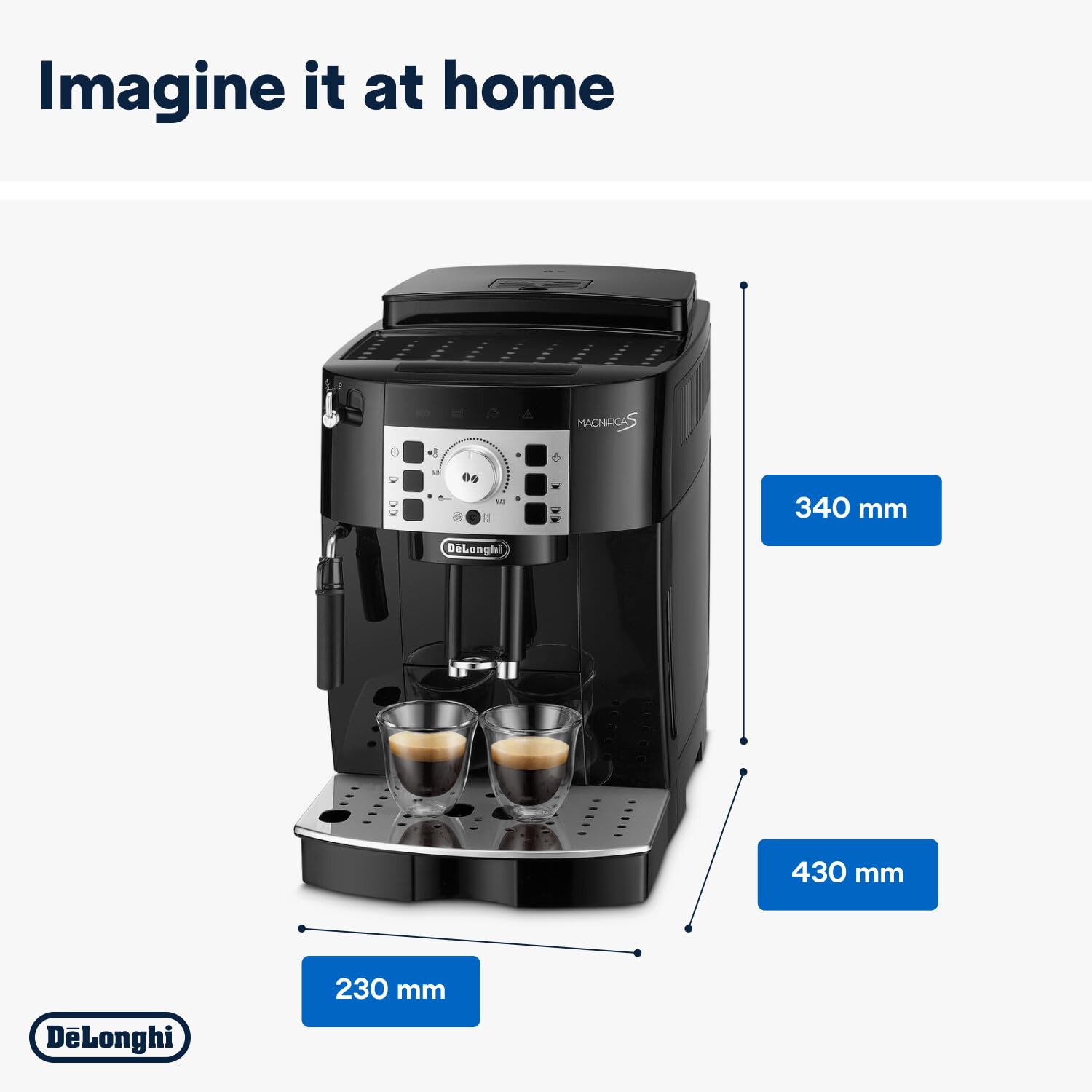 Delonghi Ecam22.110.B|Magnifica|Bean To Cup Fully Automatic Coffee Machine With Adjustable Grinder|Espresso,Cappuccino,Latte & More Recipe Options|15 Bar Pressure|Free Demo & Installation(Black)