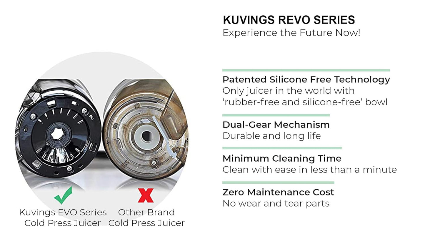 Kuvings Newly Launched Professional Cold Press Whole Slow Juicer, World's First Juicer with Patented Automatic-Cutting Auger to reduce juicing time (AUTO 10 Red + Smoothie & Sorbet)