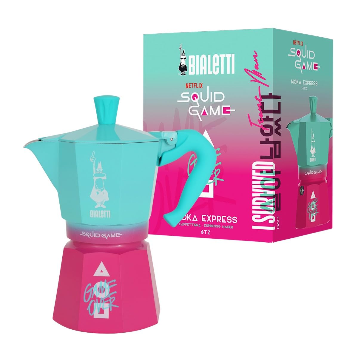 Bialetti Moka Express Squid Game©: Iconic Stovetop Espresso Maker, Moka Pot, Italian Coffee Maker, 6 Espresso Shots (9 oz - 270 ml), Aluminum
