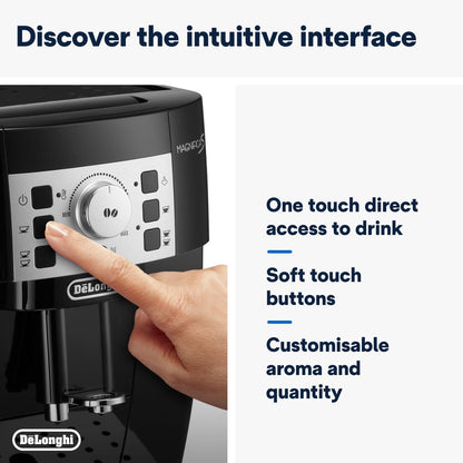 Delonghi Ecam22.110.B|Magnifica|Bean To Cup Fully Automatic Coffee Machine With Adjustable Grinder|Espresso,Cappuccino,Latte & More Recipe Options|15 Bar Pressure|Free Demo & Installation(Black)