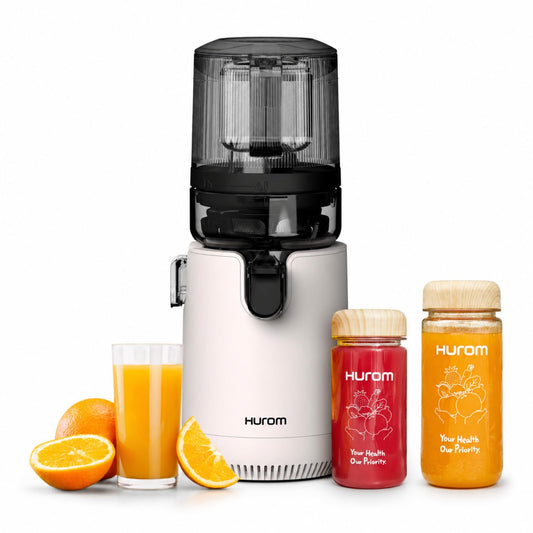Hurom E50ST Cold Press Juicer for Home, Advanced Cold Press Technology for 20% More Juice, All-in-1 Juicer for Fruits, Vegetables, Nut Milk, World's No. 1 Slow Juicer Brand since 1974 (Mushroom White)