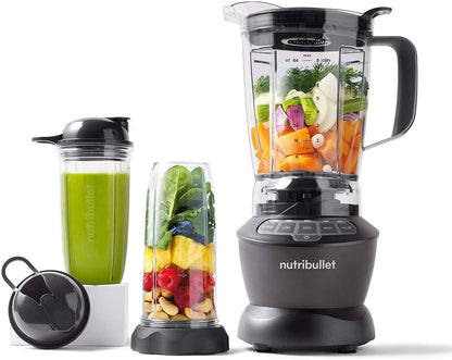 Nutribullet 1000W Combo Blender, USA #1 Mixer, Grinder, Smoothie Maker, Food Processor, "The Original Nutribullet", 2 Unbreakable Jars, 1.6L Extra Large Pitcher & Tamper, 2yrs warranty (Dark Grey)