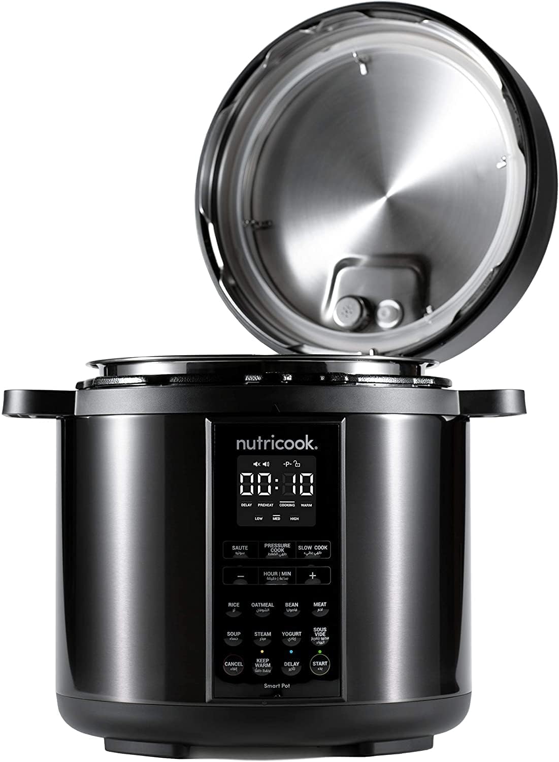 Nutricook Stainless Steel Smart Pot 2 8QT (7.7 Litre),1200W 9-in-1 Instant Programmable Electric Pressure Cooker, Slow Cooker, Rice Cooker, Steamer, Sauté Pot, Sous Vide, Smart Lid, 2-Year Warranty