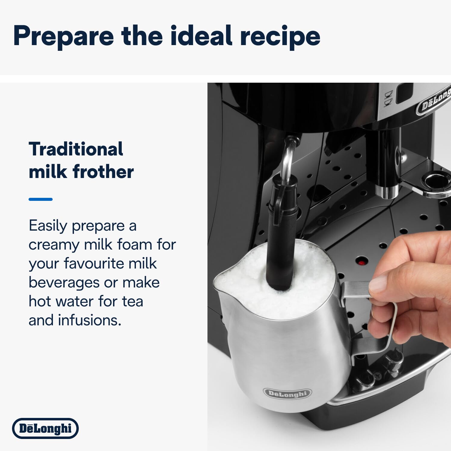 Delonghi Ecam22.110.B|Magnifica|Bean To Cup Fully Automatic Coffee Machine With Adjustable Grinder|Espresso,Cappuccino,Latte & More Recipe Options|15 Bar Pressure|Free Demo & Installation(Black)