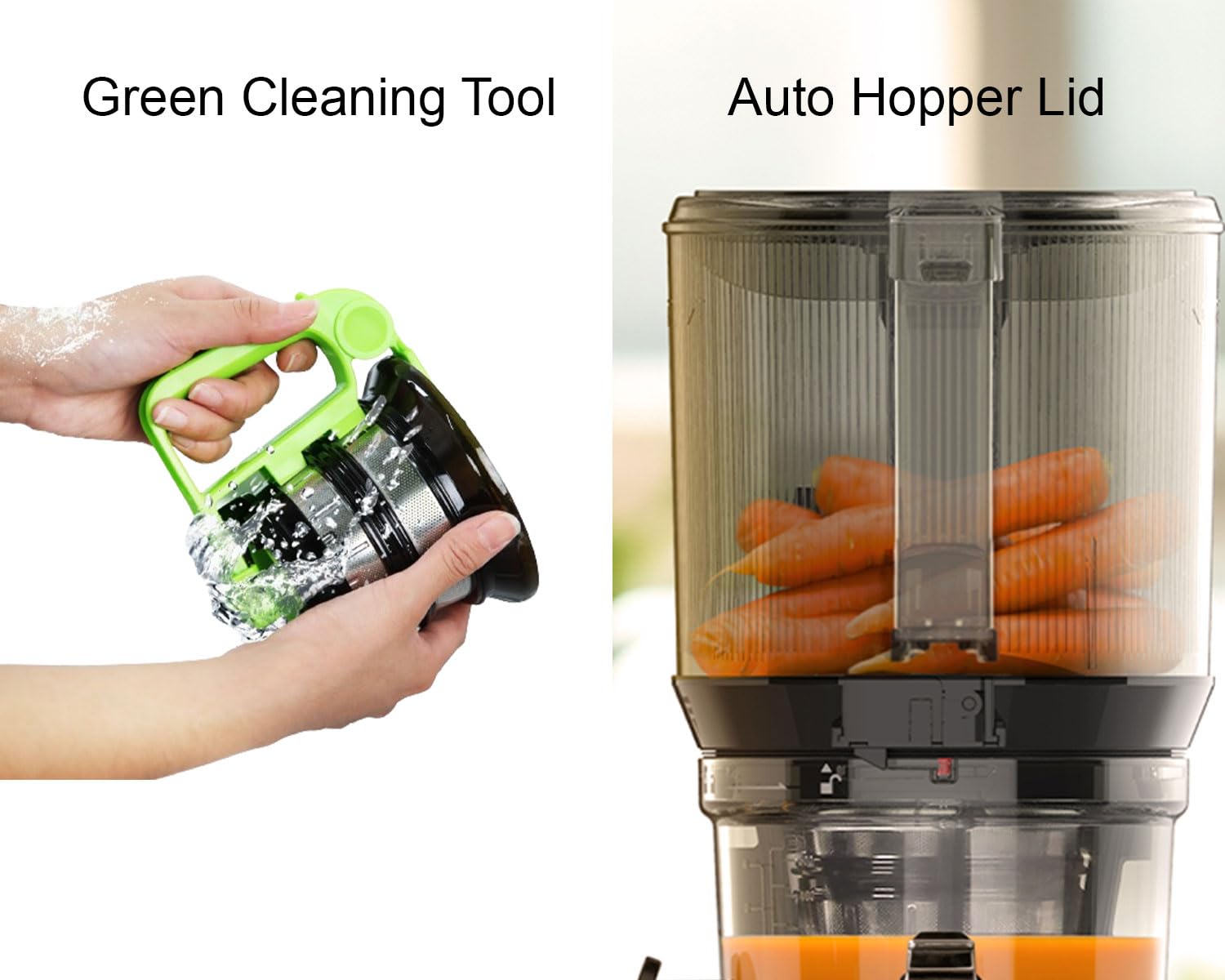 Kuvings Newly Launched Professional Cold Press Whole Slow Juicer, World's First Juicer with Patented Automatic-Cutting Auger to reduce juicing time (AUTO 10 Red + Smoothie & Sorbet)