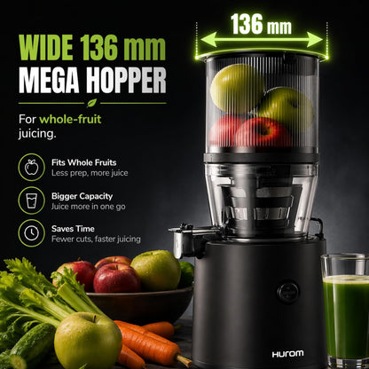 Hurom H320 Hands-Free Cold Press Juicer with Extra Strainer (Matte Black)