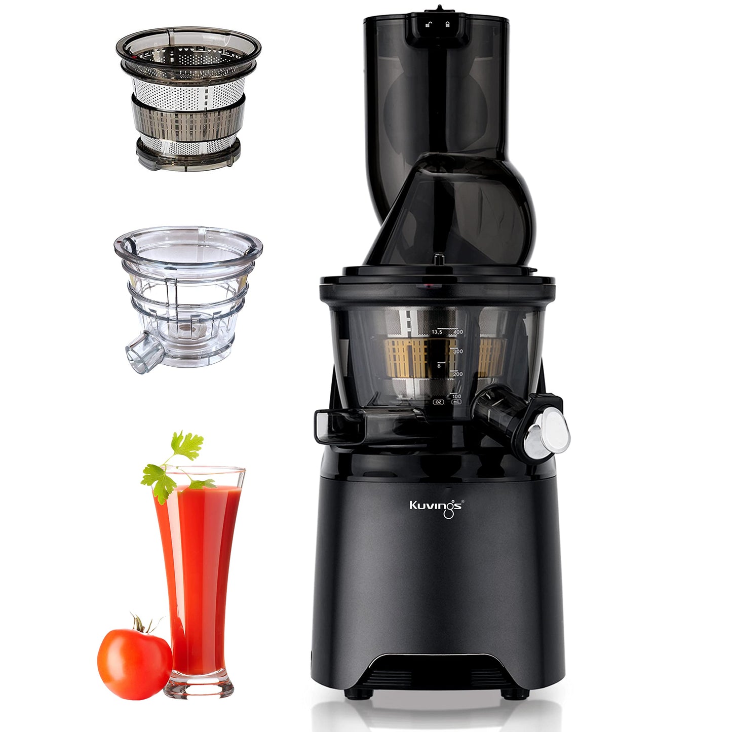 Kuvings EVO810 Black Professional Cold Press Whole Slow Juicer, World's Only Juicer with Patented Rubber & Silicon-Free Technology, 240W Strong Motor, 12 Years Warranty