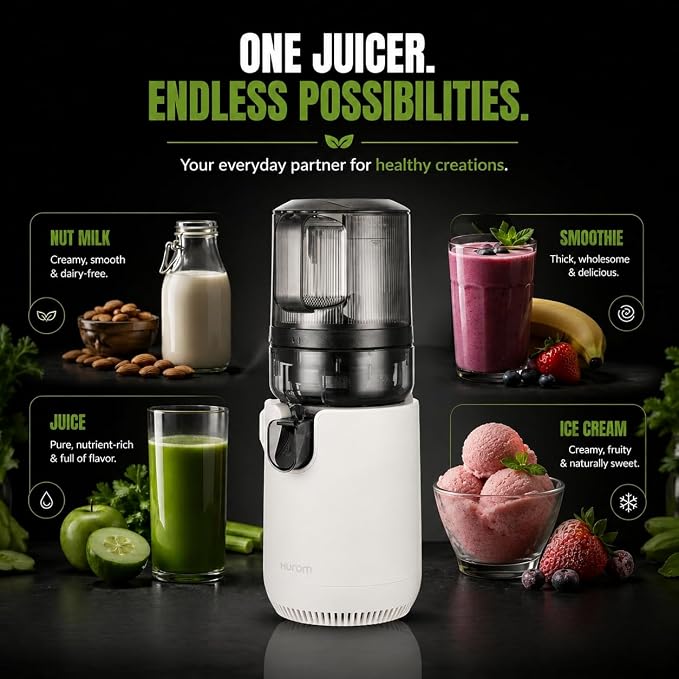 Hurom E50ST Cold Press Juicer with Sorbet Strainer