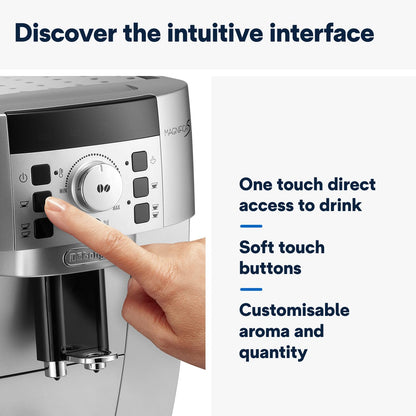 Delonghi Ecam22.110.B|Magnifica|Bean To Cup Fully Automatic Coffee Machine With Adjustable Grinder|Espresso,Cappuccino,Latte & More Recipe Options|15 Bar Pressure|Free Demo & Installation(Black)