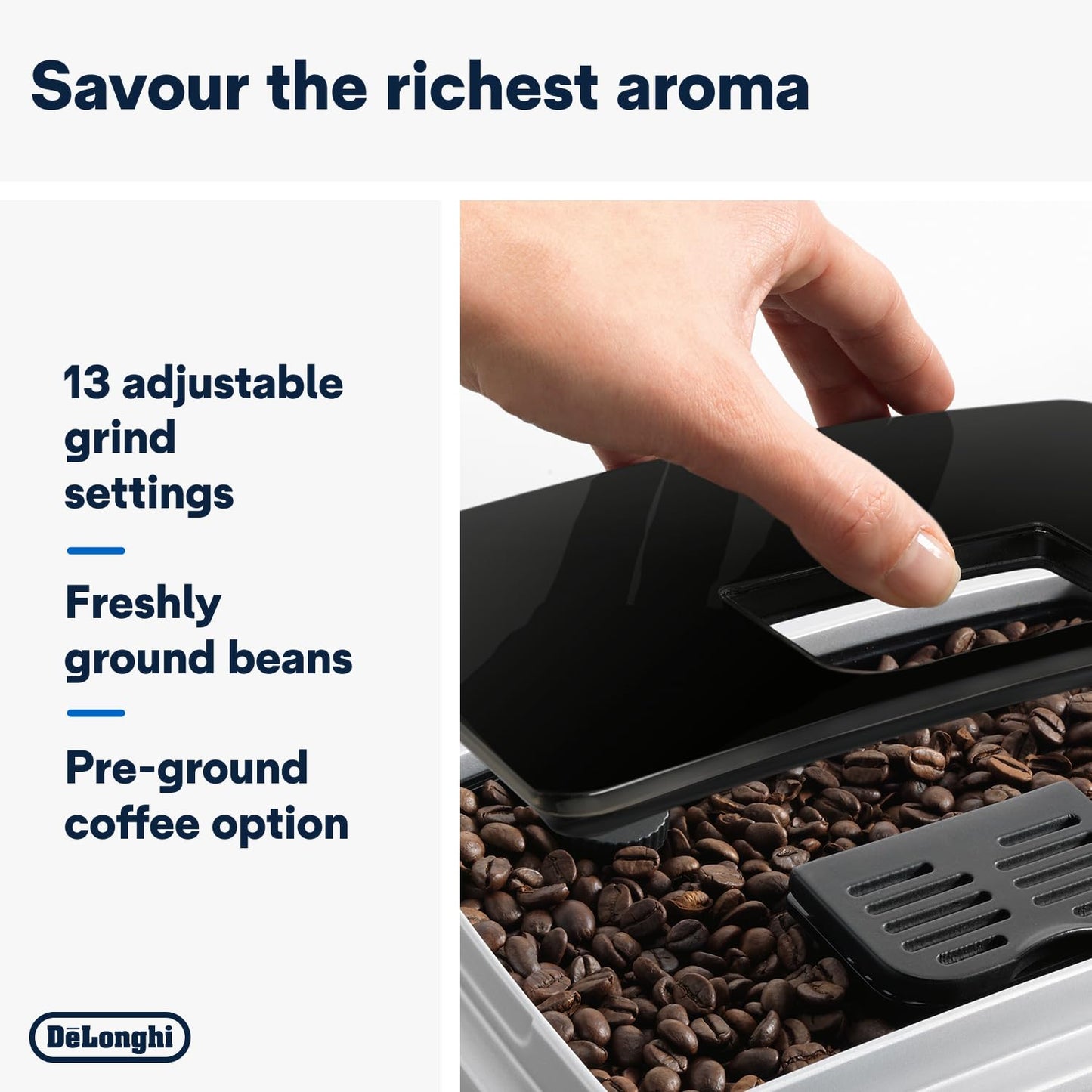 Delonghi Ecam22.110.B|Magnifica|Bean To Cup Fully Automatic Coffee Machine With Adjustable Grinder|Espresso,Cappuccino,Latte & More Recipe Options|15 Bar Pressure|Free Demo & Installation(Black)
