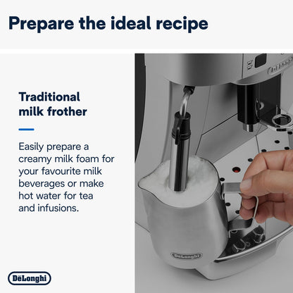 Delonghi Ecam22.110.B|Magnifica|Bean To Cup Fully Automatic Coffee Machine With Adjustable Grinder|Espresso,Cappuccino,Latte & More Recipe Options|15 Bar Pressure|Free Demo & Installation(Black)