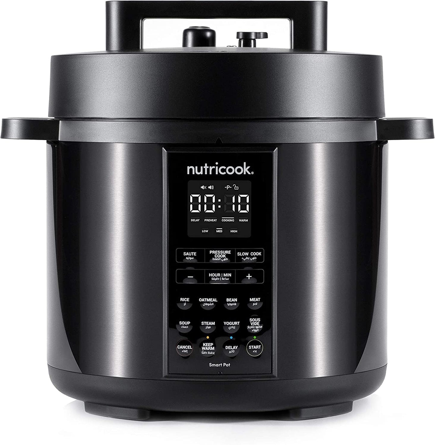 Nutricook Stainless Steel Smart Pot 2 8QT (7.7 Litre),1200W 9-in-1 Instant Programmable Electric Pressure Cooker, Slow Cooker, Rice Cooker, Steamer, Sauté Pot, Sous Vide, Smart Lid, 2-Year Warranty