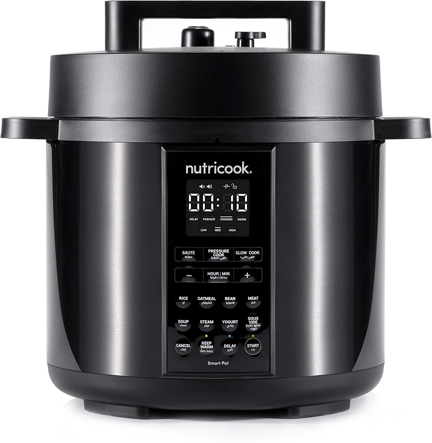 Nutricook Stainless Steel Smart Pot 2 8QT (7.7 Litre),1200W 9-in-1 Instant Programmable Electric Pressure Cooker, Slow Cooker, Rice Cooker, Steamer, Sauté Pot, Sous Vide, Smart Lid, 2-Year Warranty