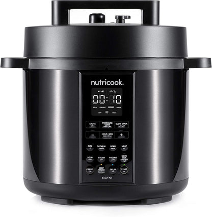 Nutricook Stainless Steel Smart Pot 2 8QT (7.7 Litre),1200W 9-in-1 Instant Programmable Electric Pressure Cooker, Slow Cooker, Rice Cooker, Steamer, Sauté Pot, Sous Vide, Smart Lid, 2-Year Warranty