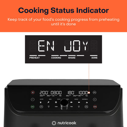 Nutricook Air Fryer 8.5L Duo2 Vision, 2026 New Launch with Independent Dual Baskets, Clear Window & Light, 100% Toxin-Free, No PTFE, PFOA or Microplastics, 2400W, 6 Presets, 2-Year Warranty