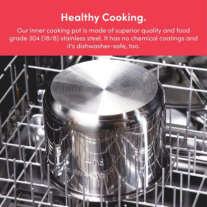 Nutricook Stainless Steel Smart Pot 2 8QT (7.7 Litre),1200W 9-in-1 Instant Programmable Electric Pressure Cooker, Slow Cooker, Rice Cooker, Steamer, Sauté Pot, Sous Vide, Smart Lid, 2-Year Warranty