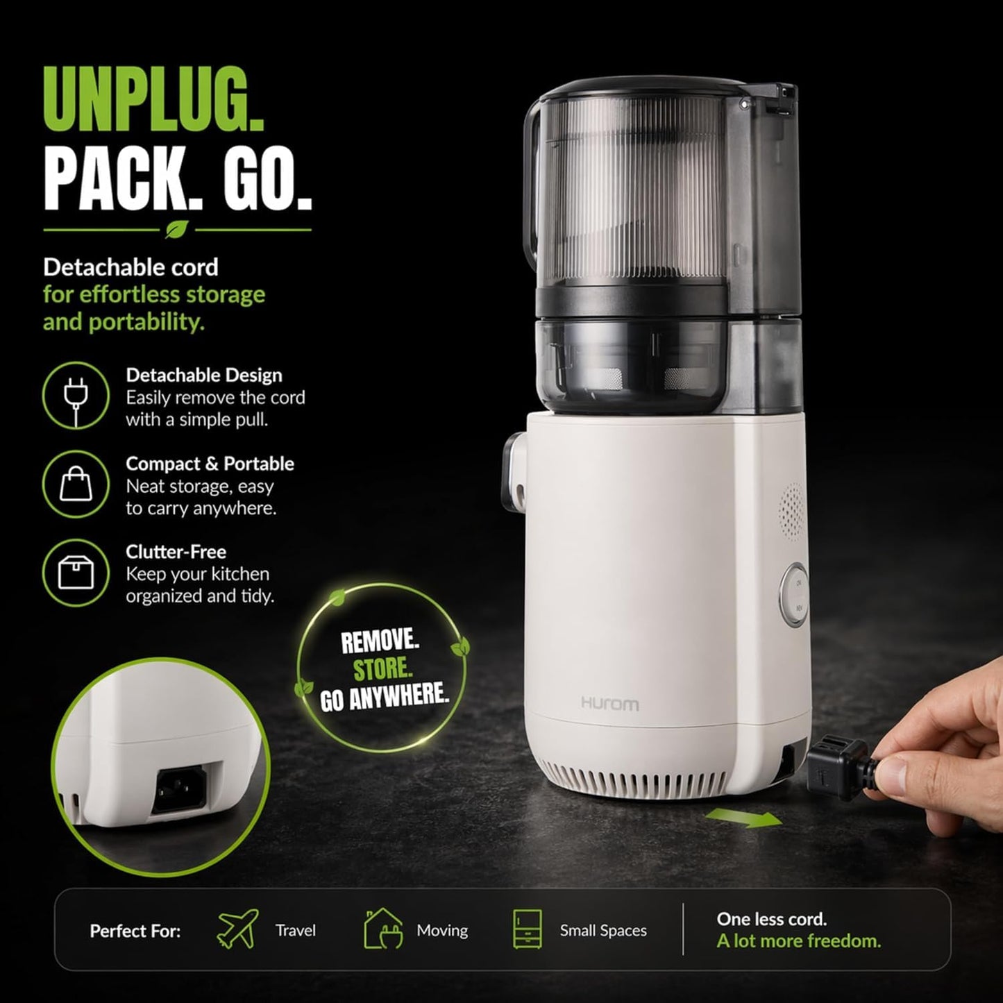 Hurom E50ST Cold Press Juicer for Home, Advanced Cold Press Technology for 20% More Juice, All-in-1 Juicer for Fruits, Vegetables, Nut Milk, World's No. 1 Slow Juicer Brand since 1974 (Mushroom White)