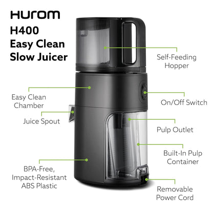 Hurom H400 Hands-Free Cold Press Slow Juicer (Matte Black)