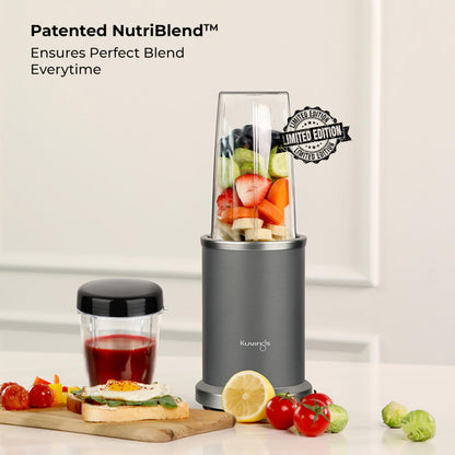 Kuvings New Nutri Blender PRO 2.0 Gunmetal Grey, Powerful 1000W Motor, Upgraded 2 Blades for Wet & Dry with 2 Jars, Mixer/Grinder/Smoothie Maker, Stainless Steel Body (Gunmetal Grey)