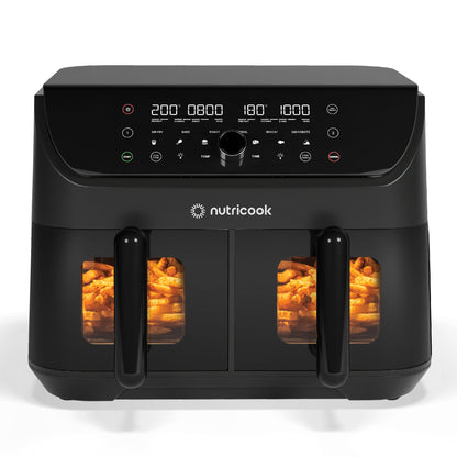 Nutricook Air Fryer 8.5L Duo2 Vision, 2026 New Launch with Independent Dual Baskets, Clear Window & Light, 100% Toxin-Free, No PTFE, PFOA or Microplastics, 2400W, 6 Presets, 2-Year Warranty