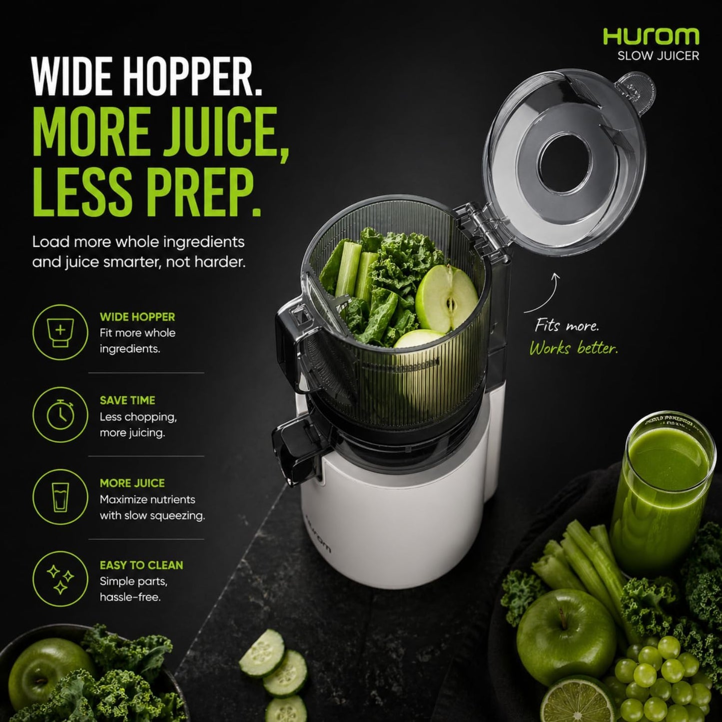 Hurom E50ST Cold Press Juicer for Home, Advanced Cold Press Technology for 20% More Juice, All-in-1 Juicer for Fruits, Vegetables, Nut Milk, World's No. 1 Slow Juicer Brand since 1974 (Mushroom White)